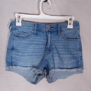 Hollister Womens Denim Jean Shorts Sz 3 W26 Blue Distressed Cutoff Y2K Casual